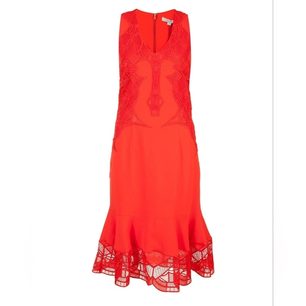 Abito midi Jonathan Simkhai rosso pizzo donna 2 cocktail San Valentino sexy femminile
