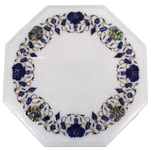 2'x2' Antique Multi Floral Design Marble Bedside Table Top Interior Home Decor