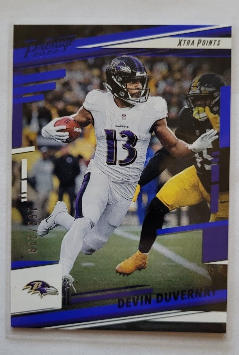2022 Prestige Football Devin Duvernay /299 Xtra Points Blue Ravens #25