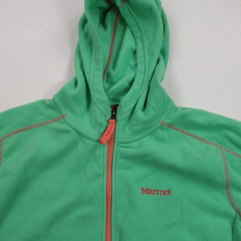 Marmot Jacket Girls XL Long Sleeve Pockets Lightweight Green Fleece Hood - Image 2 of 4