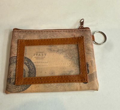 Vintage Map Globetrotter Italy Toilers of the Sea Octopus Coin Purse Keychain