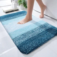 OLANLY Bathroom Rugs Mat 24x16, Extra Soft Absorbent 24" x 16", Peacock Blue 
