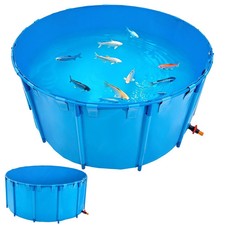 Canvas Fish Pond, 1320 Gal Capacity Above Ground Fish Pond, Foldable PVC Koi Tan