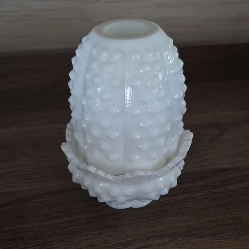 Vintage White Hobnail Milk Glass Fairy Light, Candle Holder