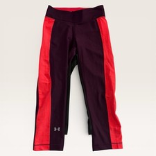 Under Armour Heatgear Compression Athletic Capri Leggings Novelty Maroon Sz S