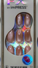 Image of KISS IMPRESS COLOR FX PRESS ON FALSE NAILS ONE STEP MANI ALL IN MEDIUM LENGTH