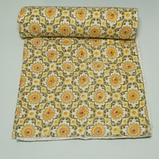 Hand Block Print Cotton Kantha Quilt Indian Bedding Bedspread Throw Blanket
