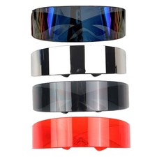 Futuristic Sunglasses Narrow Lens Mirrored Wrap Visor Robot Costume Flat Glasses