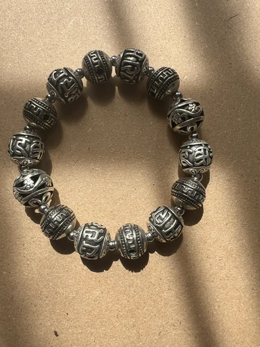 CHROME HEARTS Bracciale perle in argento 925 stile CUORI CROMATI 10mm