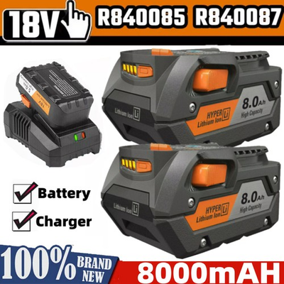 #ad PACK For Ridgid 18V R840085 8.0Ah Lithium ion Battery Charger 18Volt R840087 $48.99