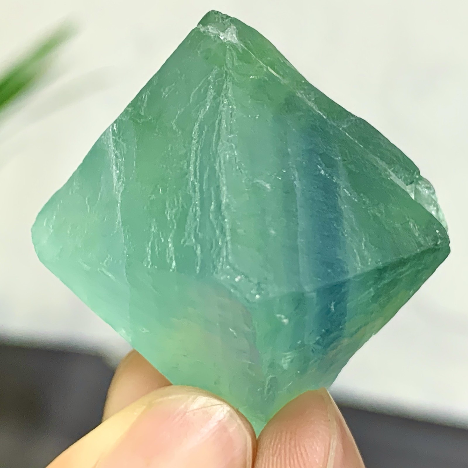 46G Natural Blue Green Fluorite Octahedron Crystal for Energy Healing