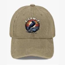 F-CAW-F Raven Crow Dad Hat Gothic Vintage Bird Art Retro Sunset Baseball Cap