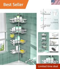 Shower Caddy Tension Pole - Corner Shower Shelves with Soap Holder Bathroom S...