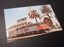 Vintage Train Railroad Postcard Amtrak Santa Fe Station CA