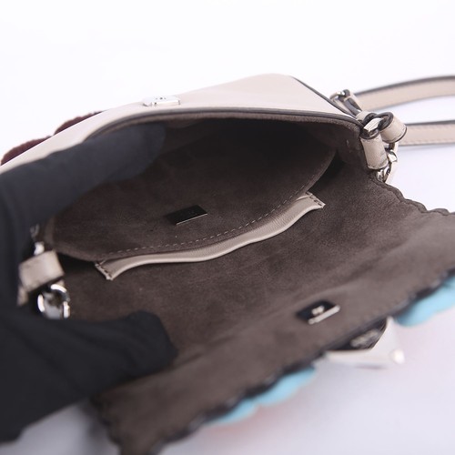 Bolso Bandolera Fendi Mini Talla Cuero Gris Micro Baguette Cadena 8M0354 16050198 - Imagen 12 de 13