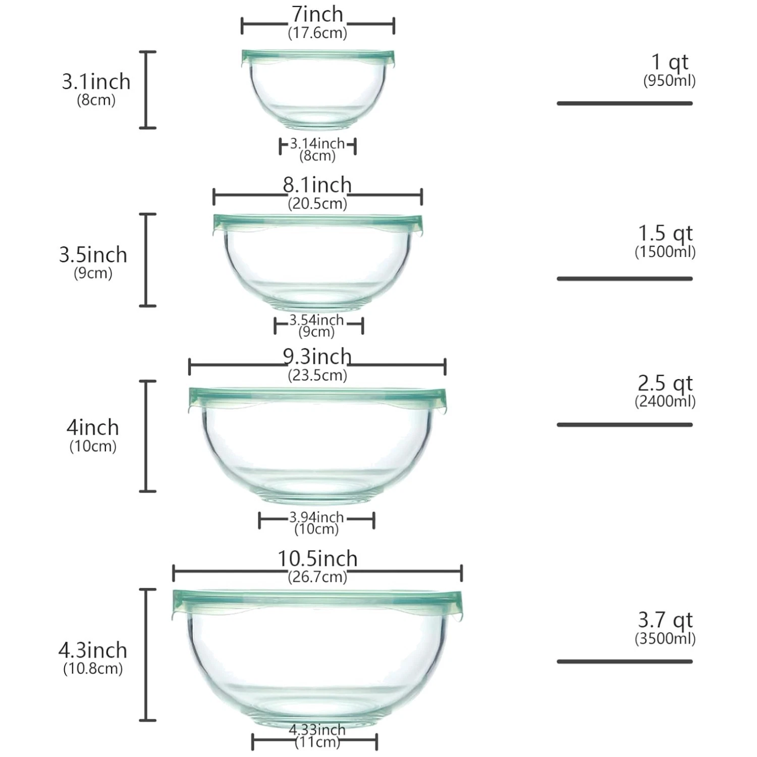 Versatile Glass Mixing Bowls with Lids - 4 Sizes
Opens in a new window or tab