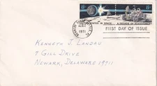 STAMP US SCOTT 1435b "Astronauts in Lunar Rover" 8 CENT 1971 PAIR FDC - I