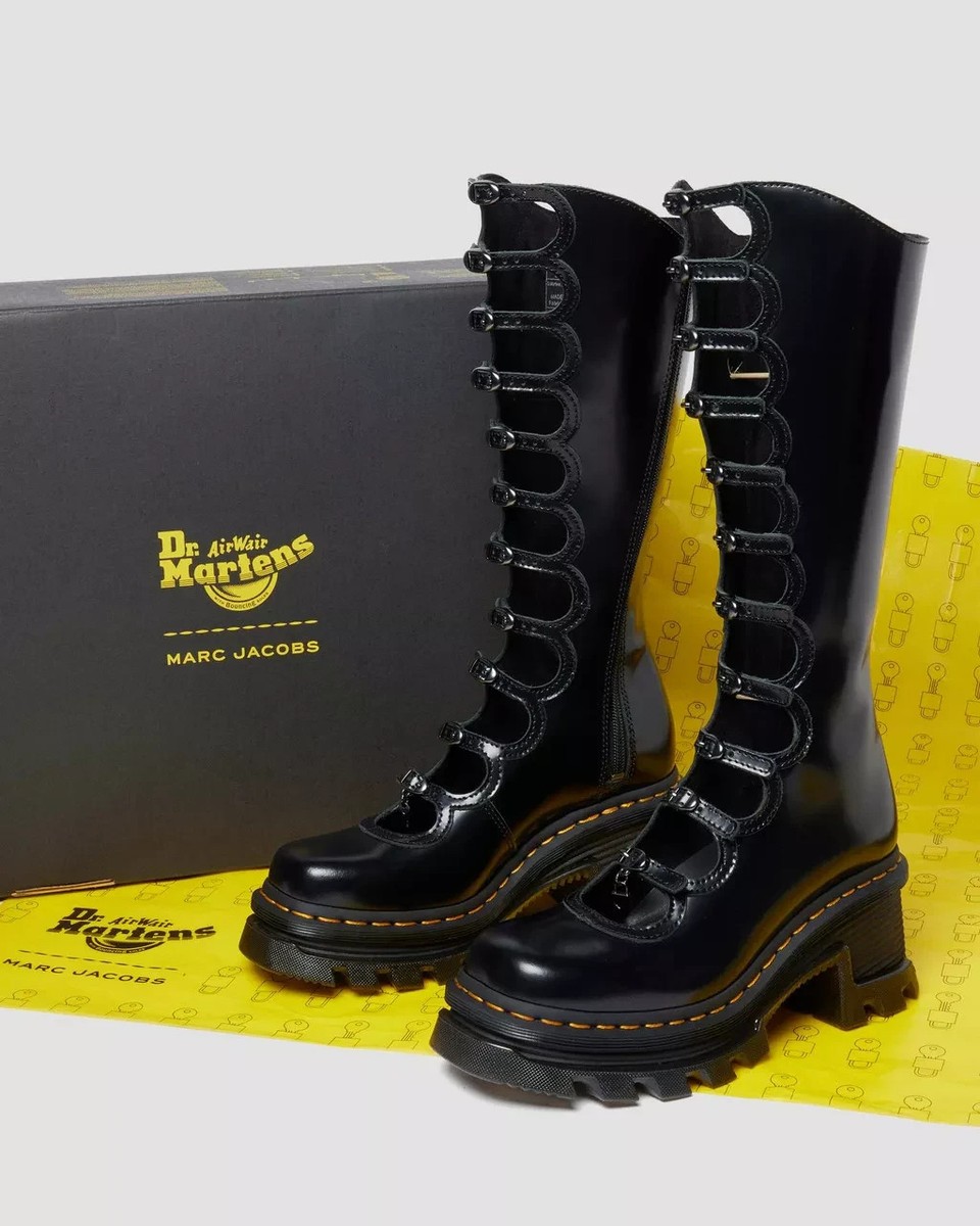 Dr. Martens x Marc Jacobs ブラックロングブーツ 箱付き Dr. Martens x Marc Jacobs Kiki Boots in BLACK BUTTERO (Women's