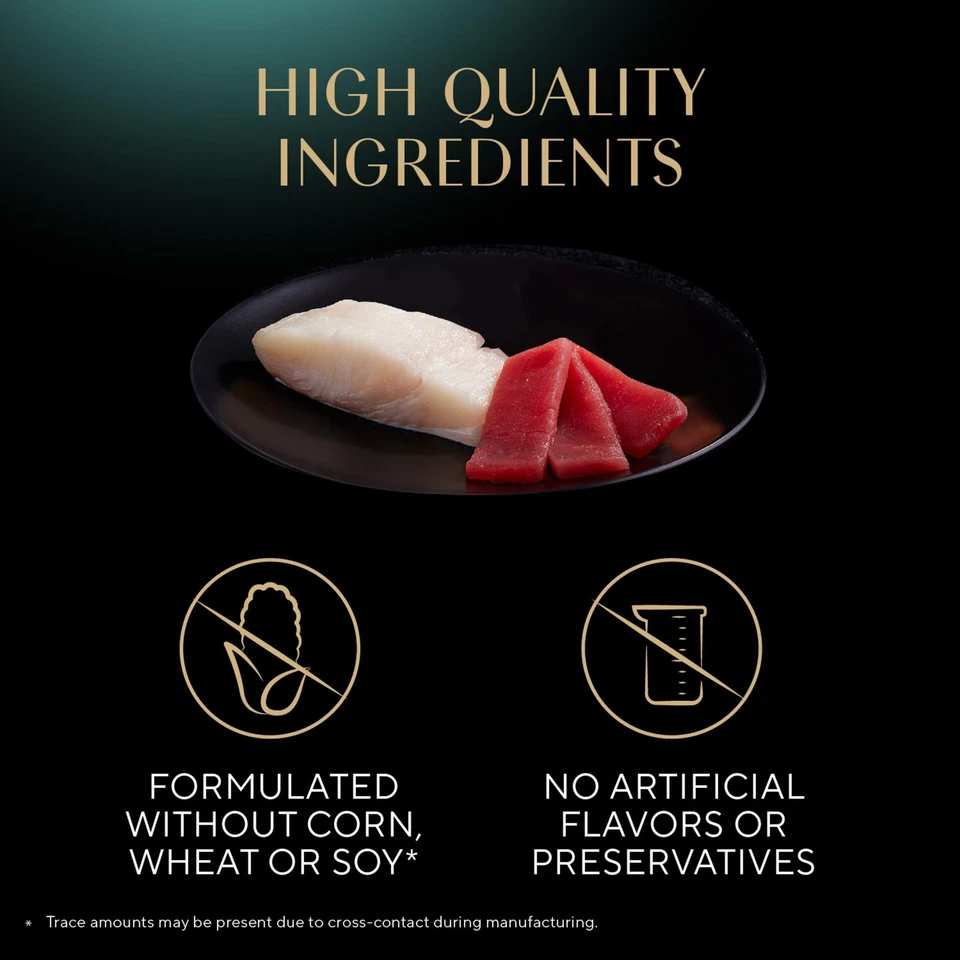 Porciones perfectas comida húmeda para gatos cortes en salsa delicada pescado blanco y atún Entre... Foto 3 de 4