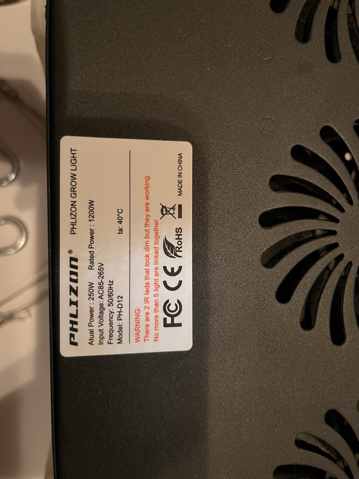 Phlizon 1200W LED Grow Light for Indoor Plants