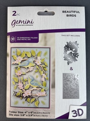 Gemini by Crafter's Companion BEAUTIFUL BIRDS 3-D Embossing Folder & Metal Die