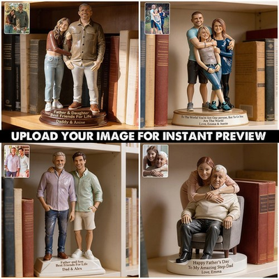 #ad Custom Photo Family Figurine Acrylic Block Personalized Father#x27;s Day Gift $109.99