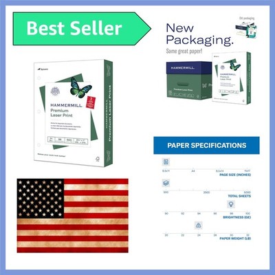 Laser Print Paper, 24 lb Copy Paper, 8.5 x 11 Letter Size, 3 Hole - 1 Ream 50...