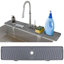 24 Inch Longer Faucet Mat for Kitchen Sink, Silicone Sink Faucet Mat Splash G...
