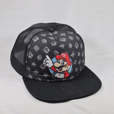 Nintendo Super Mario Bros Trucker Hat Black Snapback Mesh Cap OSFM RN115665