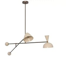 Modern Contemporary 2Light Brass Sputnik Chandelier Counterbalance Light Fixture