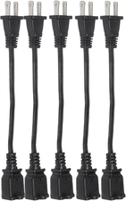 5 - Pack 8 Inch Short Extension Cord, 2 Prong 18AWG Power Cord Outlet Saver, NEM