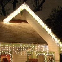 36358 Led Eisregen Lichterkette 168Er 4M Warmweiß-Weiß Aussen Timer Xmas