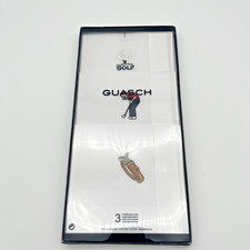 Golf Embroidered Handkerchiefs Cotton Gift Box Set of 3 New Beautiful Guasch