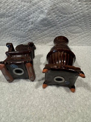 Vintage Terra Cotta Rocker Pot Belly Stove S/P Shakers