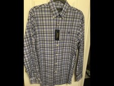 Polo Ralph Lauren Men's Shirt Classic Fit Stretch Poplin Navy Multi SZ M NEW