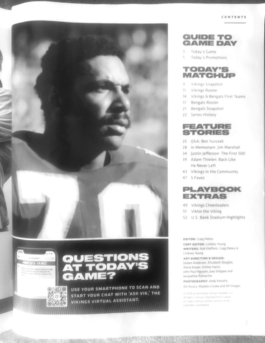 MINNESOTA VIKINGS  GAME DAY "Remembering Jim Marshall"  2025 VIKINGS vs. BENGALS - Picture 4 of 5
