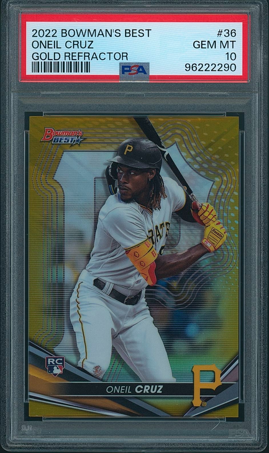 2022 Bowman's Best ONeil Cruz #36 Gold Refractor PSA 10 #48/50 ROOKIE PIRATES