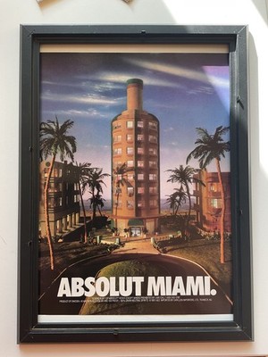 Vintage Alkohol Werbung, Absolut Wodka,  Blatt im Rahmen 33x24cm,