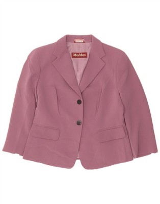 Max Mara Damen Blazer Jacke 2 Knöpfe 3/4 Arm UK 16 Large Rosa BI05