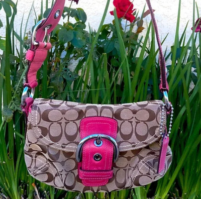 Y2K Coach Signature SOHO SHOULDER BAG PINK VINTAGE # M0773-11860