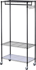Black 30-Garment Wire Shelving Rack - 36"W x 18"D x 75"H Storage Solution