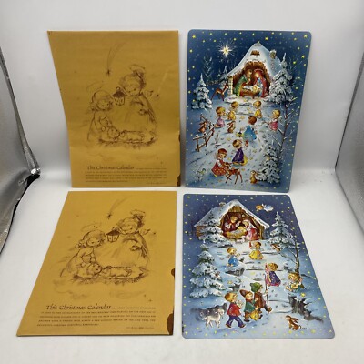 Vintage Paper Christmas Glitter Advent Calendar Kruger Western Germany Nativity