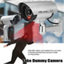 Dummy Security Camera Fake Waterproof Outdoor Flashing Light CCTV Surveillance