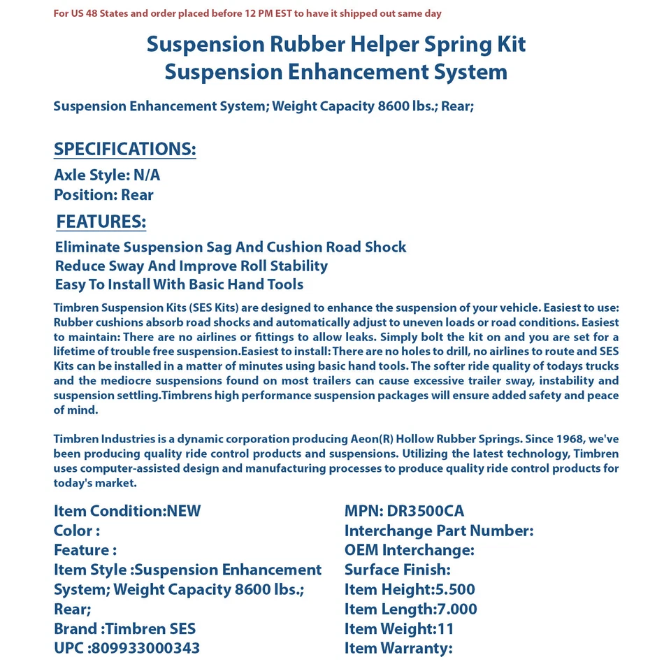 Sistema de mejora de suspensión Timbren DR3500CA para 03-23 3500 Ram 3500 Foto 3 de 3