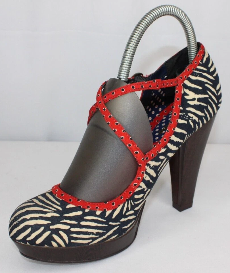 Zapatos de tacón alto Ruby Shoo Mary Jane para mujer EE. UU. 8 UE 39 azul marino rojo lunares NUEVO Foto 4 de 4