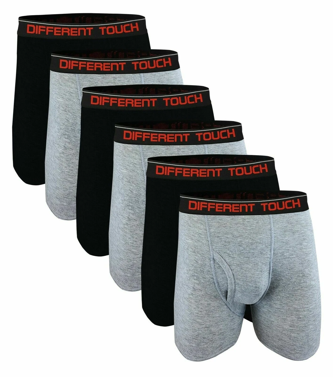 Men's Big Tall Boxer Briefs Long Leg 3 Pack Gray Black 3X to 6X