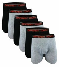 Men's Big Tall 3 Pack Boxer Briefs Long Leg Gray Black 3X to 6X True to USA Size