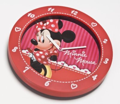 Disney Joy Toy 90011 Minnie Wanduhr aus Kunststoff, Geschenkpackung, 25 cm