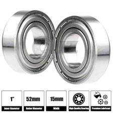2x 6205-ZZ Ball Bearing 1 inch x 52mm x 15mm Double Shielded Seal NEW QJZ Metal