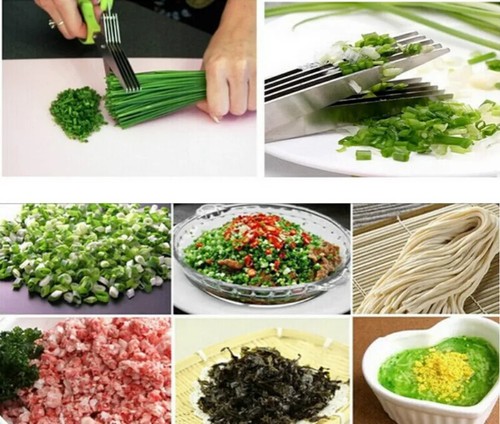 Tijeras de cebolla verde multicapa tijeras de cocina multifuncionales acero inoxidable - Imagen 5 de 7